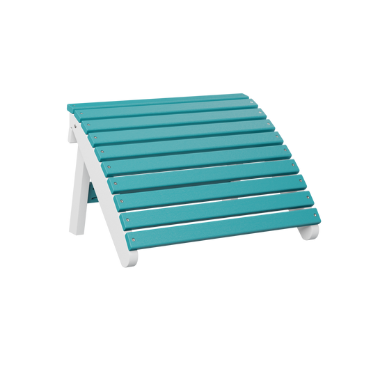 Folding Adirondack footstool - Aruba blue + White