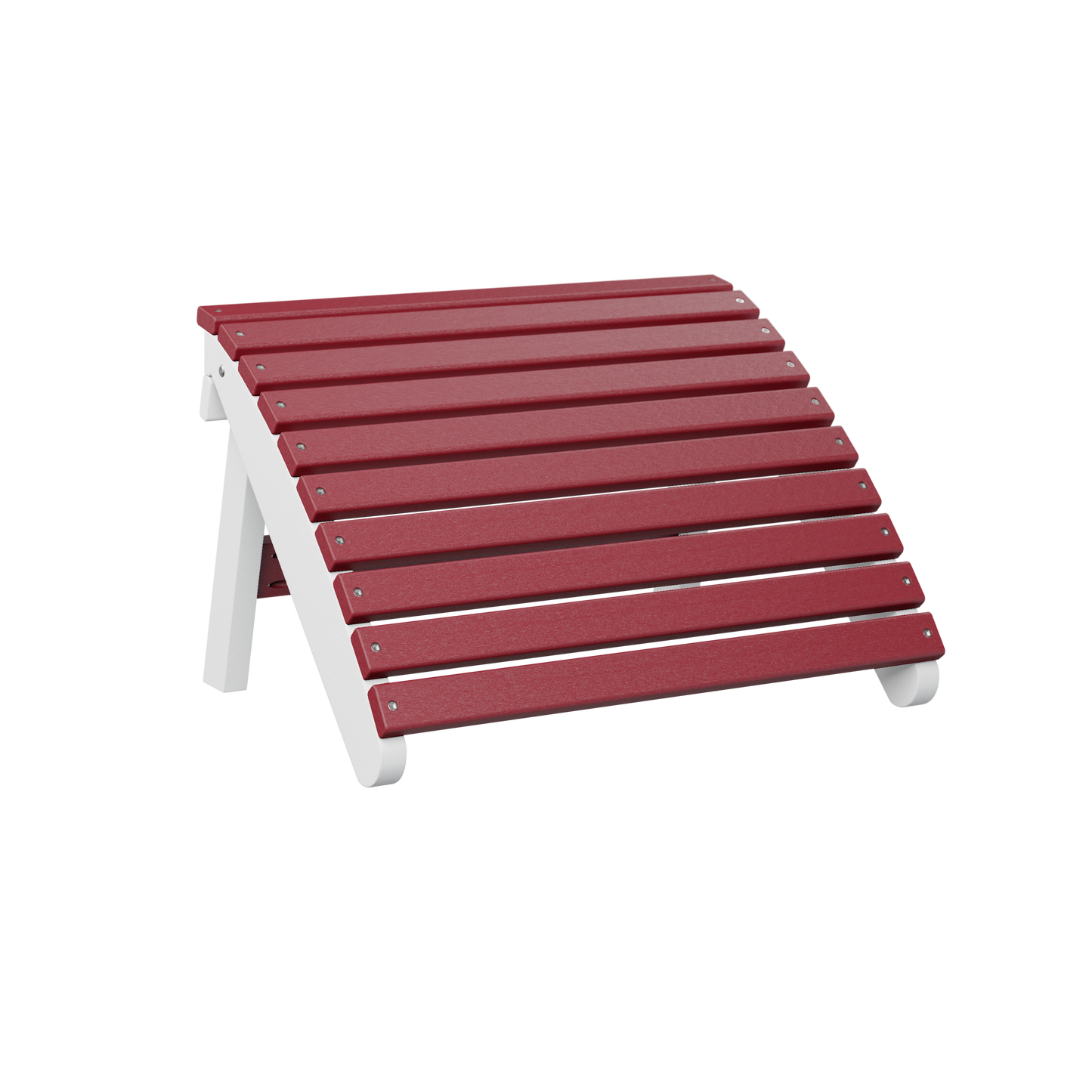 Folding Adirondack footstool - Scarlet red + White