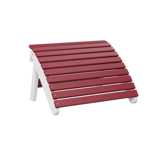 Folding Adirondack footstool - Scarlet red + White