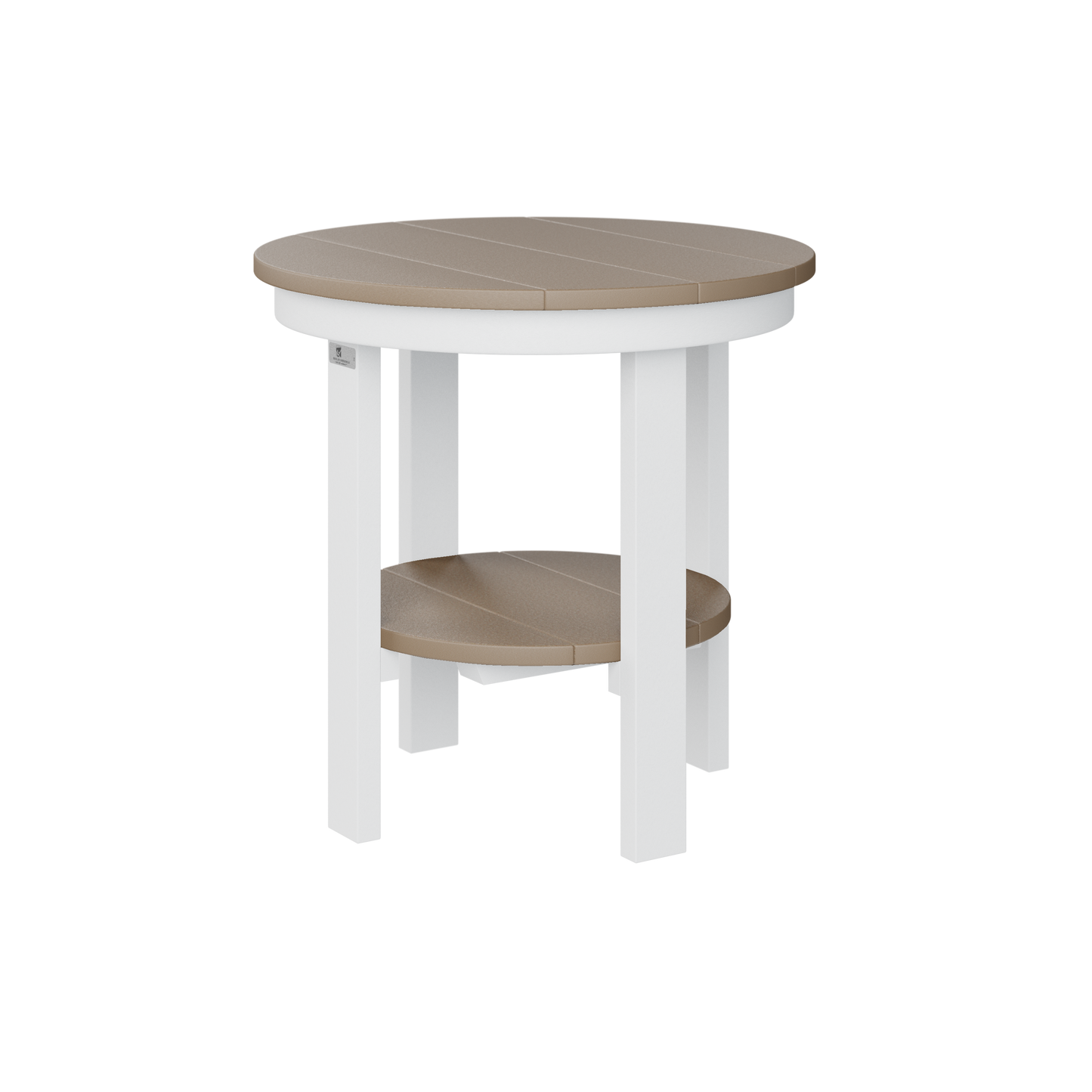 Round end table - Weatherwood + White