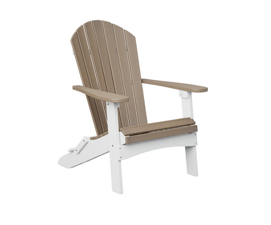 Comfo back folding Adirondack chair - Weatherwood + White